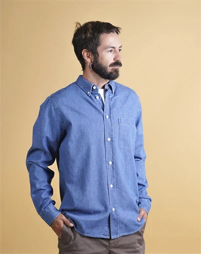 Elsk - Chambray Mens BD Skjorte - Nineties Blue